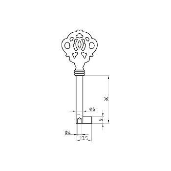 MS16 30 MM Möbel-Schlüsselrohling BRÜNIERT ( 3 Stück )