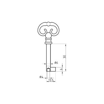 MS26 30 MM Möbel-Schlüsselrohling BRÜNIERT ( 3 Stück )