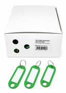 AS-R10.100.05/porte-clés vert avec trou et anneau, paquet de 100
