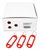 AS-R10.100.10/porte-clés rouge avec trou et anneau, paquet de 100