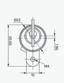 Ø double cylindre : 22 mm KA8 / 85 mm
