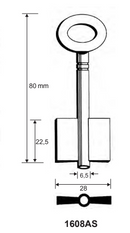 Stahlschlüssel Doppelbart gebohrt