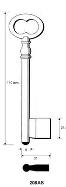 Stahlschlüssel, ungebohrt / Clé en acier, non percée