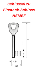 NEMEF Schlüssel zu Einsteck-Schloss, 3 Stück (3 pièce)