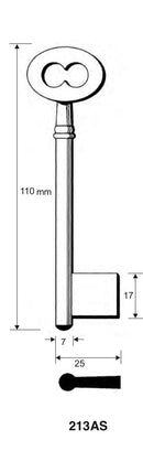 Stahlschlüssel, ungebohrt / Clé en acier, non percée