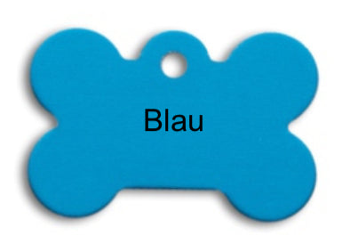 Kleintieranänger Knochen Blau, Alu elox  38x26mm 10 Stück/ 10 pièce (médailles bleu petit animaux)