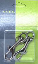 Karabinerhaken vernickelt, 50 mm, Display mit 2 Stück