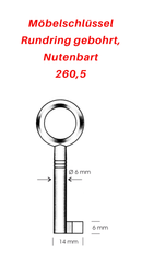 260,5  Möbelschlüssel Rundring gebohrt, Nutenbart 3 Stück (3 pièce)