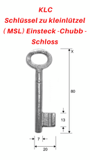 KLC Schlüssel zu Kleinlützel (MSL) Einsteck-Chubb-Schloss