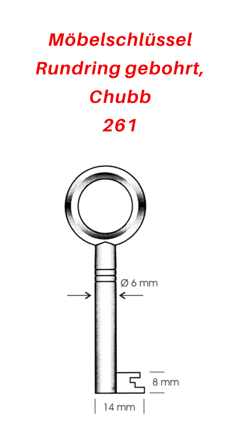 261 Möbelschlüssel Rundring gebohrt, Chubb, 3 Stück (3 pièce)
