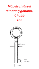 263 Möbelschlüssel Rundring gebohrt, Chubb, 3 Stück (3 pièce)