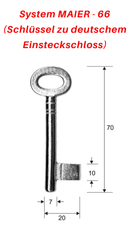M 66 System MAIER - 66 Schlüssel zu deutschem Einsteckschloss, 3 Stück (3 pièce)