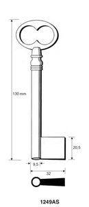 Stahlschlüssel, gebohrt / Clé en acier, percée