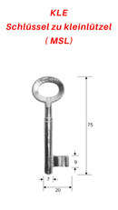 KLE Schlüssel zu Kleinlützel (MSL) Einsteck-Schloss 3 Stück (3 pièce)