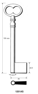Stahlschlüssel, gebohrt / Clé en acier, percée