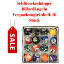 Schlüsselanhänger Billardkugel sortiert 3cm (16 Stück)