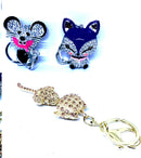 36 Stück Schlüsselanhänger Glitzer inkl.  Thekenständer (drehbar) mit 18 Haken